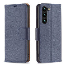 For Samsung Galaxy S24+ 5G Litchi Texture Pure Color Flip Leather Phone Case(Blue)