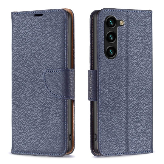 For Samsung Galaxy S24+ 5G Litchi Texture Pure Color Flip Leather Phone Case(Blue)