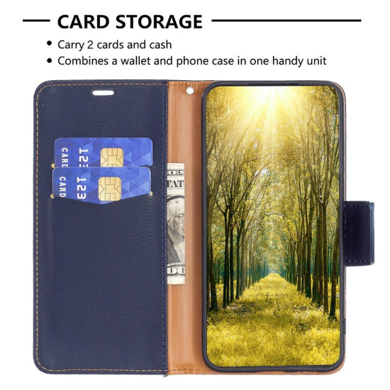 For Samsung Galaxy S24+ 5G Litchi Texture Pure Color Flip Leather Phone Case(Blue)