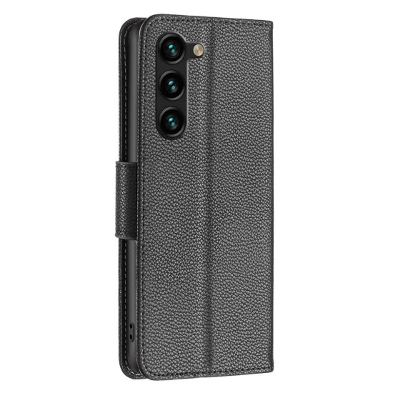 For Samsung Galaxy S24+ 5G Litchi Texture Pure Color Flip Leather Phone Case(Black)