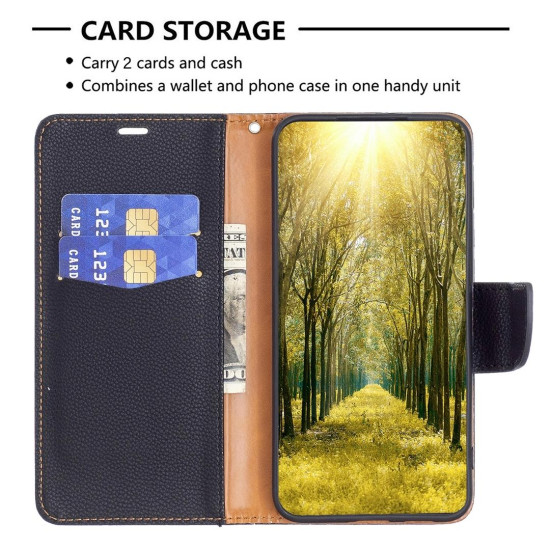 For Samsung Galaxy S24+ 5G Litchi Texture Pure Color Flip Leather Phone Case(Black)