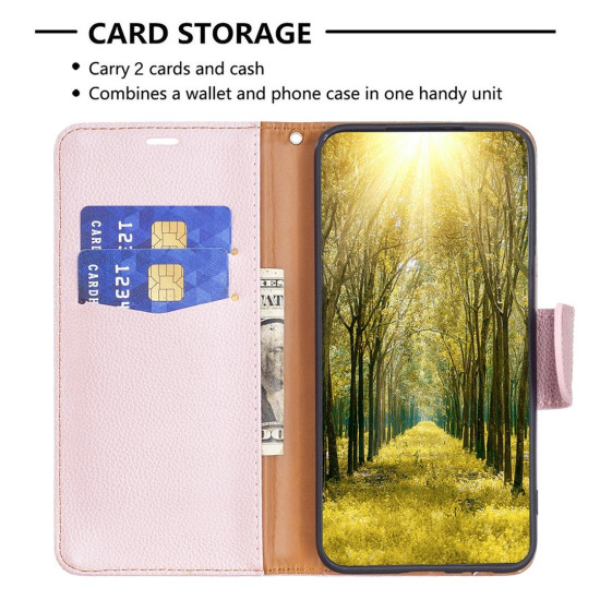 For Samsung Galaxy S24+ 5G Litchi Texture Pure Color Flip Leather Phone Case(Rose Gold)