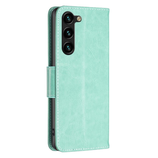For Samsung Galaxy S24+ 5G Embossing Two Butterflies Pattern Leather Phone Case(Green)