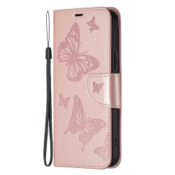 For Samsung Galaxy S24+ 5G Embossing Two Butterflies Pattern Leather Phone Case(Rose Gold)