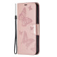 For Samsung Galaxy S24+ 5G Embossing Two Butterflies Pattern Leather Phone Case(Rose Gold)