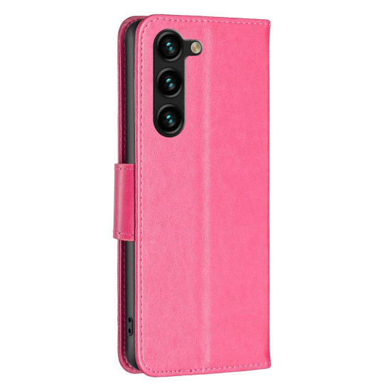 For Samsung Galaxy S24+ 5G Embossing Two Butterflies Pattern Leather Phone Case(Rose Red)