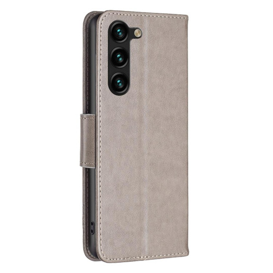 For Samsung Galaxy S24+ 5G Embossing Two Butterflies Pattern Leather Phone Case(Grey)
