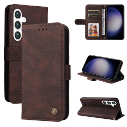 For Samsung Galaxy S24+ Skin Feel Life Tree Metal Button Leather Phone Case(Brown)