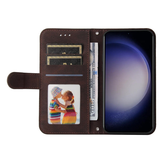 For Samsung Galaxy S24+ Skin Feel Life Tree Metal Button Leather Phone Case(Brown)