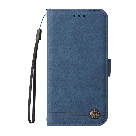 For Samsung Galaxy S24+ Skin Feel Life Tree Metal Button Leather Phone Case(Blue)