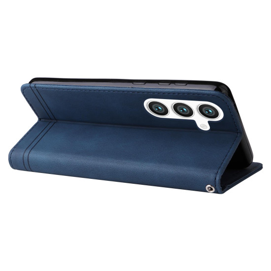 For Samsung Galaxy S24+ Skin Feel Life Tree Metal Button Leather Phone Case(Blue)