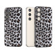 For Samsung Galaxy S24+ 5G ABEEL Black Edge Leopard Phone Case(Silver Leopard)