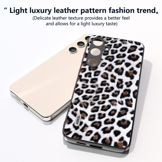 For Samsung Galaxy S24+ 5G ABEEL Black Edge Leopard Phone Case(Silver Leopard)