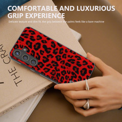 For Samsung Galaxy S24+ 5G ABEEL Black Edge Leopard Phone Case(Red Leopard)