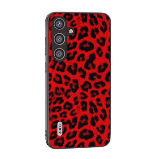 For Samsung Galaxy S24+ 5G ABEEL Black Edge Leopard Phone Case(Red Leopard)
