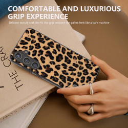 For Samsung Galaxy S24+ 5G ABEEL Black Edge Leopard Phone Case(Golden Leopard)