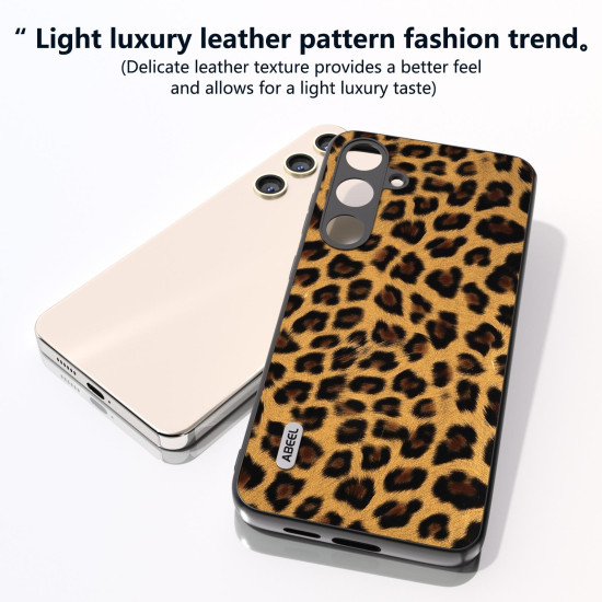 For Samsung Galaxy S24+ 5G ABEEL Black Edge Leopard Phone Case(Golden Leopard)