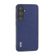 For Samsung Galaxy S24+ 5G ABEEL Black Edge Genuine Leather Mino Phone Case(Royal Blue)