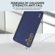 For Samsung Galaxy S24+ 5G ABEEL Black Edge Genuine Leather Mino Phone Case(Royal Blue)