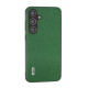 For Samsung Galaxy S24+ 5G ABEEL Black Edge Genuine Leather Mino Phone Case(Green)