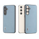 For Samsung Galaxy S24+ 5G ABEEL Black Edge Genuine Leather Mino Phone Case(Blue)