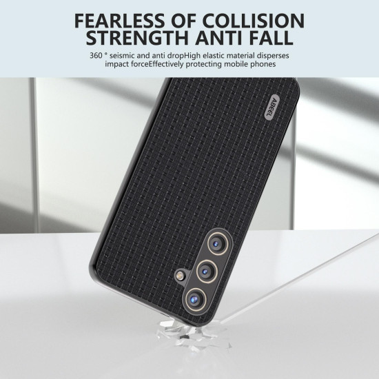 For Samsung Galaxy S24+ 5G ABEEL Genuine Leather Luxury Black Edge Phone Case(Black)