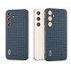 For Samsung Galaxy S24+ 5G ABEEL Genuine Leather Luxury Black Edge Phone Case(Royal Blue)