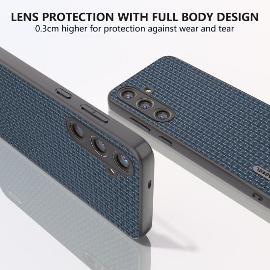 For Samsung Galaxy S24+ 5G ABEEL Genuine Leather Luxury Black Edge Phone Case(Royal Blue)