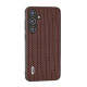 For Samsung Galaxy S24+ 5G ABEEL Genuine Leather Luxury Black Edge Phone Case(Coffee)