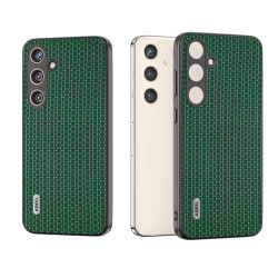 For Samsung Galaxy S24+ 5G ABEEL Genuine Leather Luxury Black Edge Phone Case(Night Green)