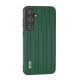 For Samsung Galaxy S24+ 5G ABEEL Genuine Leather Luxury Black Edge Phone Case(Night Green)