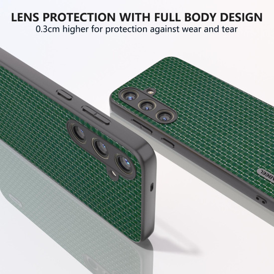 For Samsung Galaxy S24+ 5G ABEEL Genuine Leather Luxury Black Edge Phone Case(Night Green)