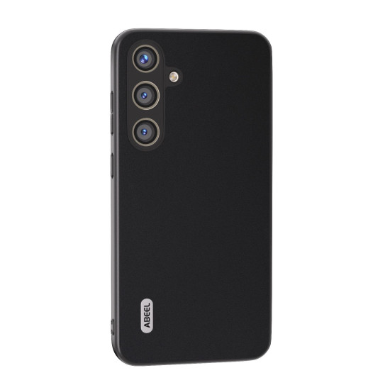 For Samsung Galaxy S24+ 5G ABEEL Genuine Leather Silky Soft Black Edge Phone Case(Black)