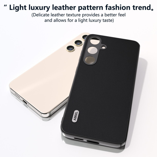 For Samsung Galaxy S24+ 5G ABEEL Genuine Leather Silky Soft Black Edge Phone Case(Black)