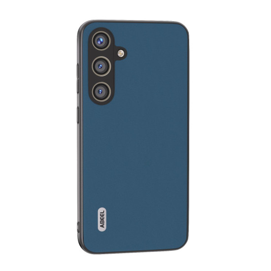 For Samsung Galaxy S24+ 5G ABEEL Genuine Leather Silky Soft Black Edge Phone Case(Blue)