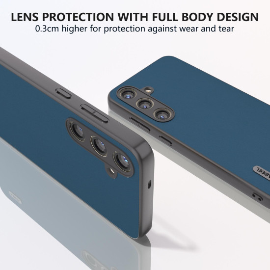 For Samsung Galaxy S24+ 5G ABEEL Genuine Leather Silky Soft Black Edge Phone Case(Blue)