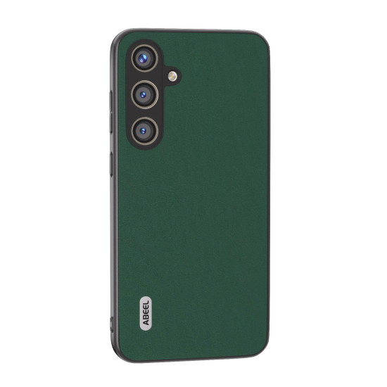 For Samsung Galaxy S24+ 5G ABEEL Genuine Leather Silky Soft Black Edge Phone Case(Green)