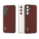 For Samsung Galaxy S24+ 5G ABEEL Genuine Leather Silky Soft Black Edge Phone Case(Coffee)