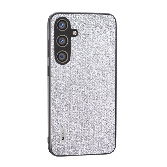 For Samsung Galaxy S24+ 5G ABEEL Diamond Black Edge Phone Case(Jewel Silver)