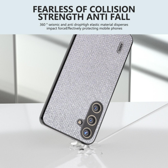 For Samsung Galaxy S24+ 5G ABEEL Diamond Black Edge Phone Case(Jewel Silver)