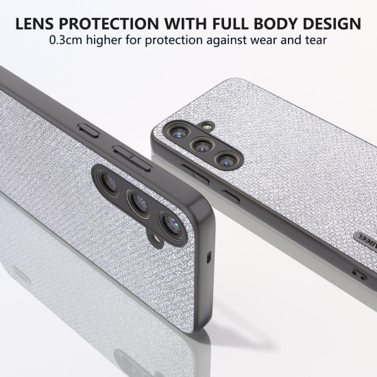 For Samsung Galaxy S24+ 5G ABEEL Diamond Black Edge Phone Case(Jewel Silver)