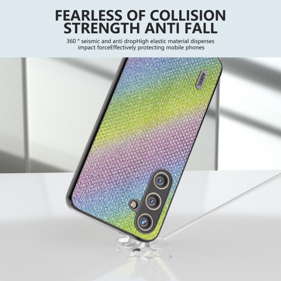 For Samsung Galaxy S24+ 5G ABEEL Diamond Black Edge Phone Case(Rainbow Diamond)