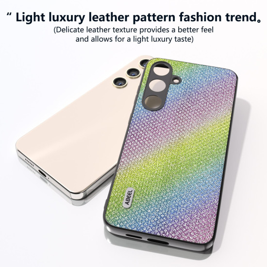 For Samsung Galaxy S24+ 5G ABEEL Diamond Black Edge Phone Case(Rainbow Diamond)