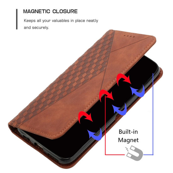 For Samsung Galaxy S24+ Diamond Splicing Skin Feel Magnetic Leather Phone Case(Brown)