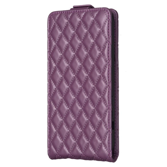 For Samsung Galaxy S24+ 5G Diamond Lattice Vertical Flip Leather Phone Case(Dark Purple)