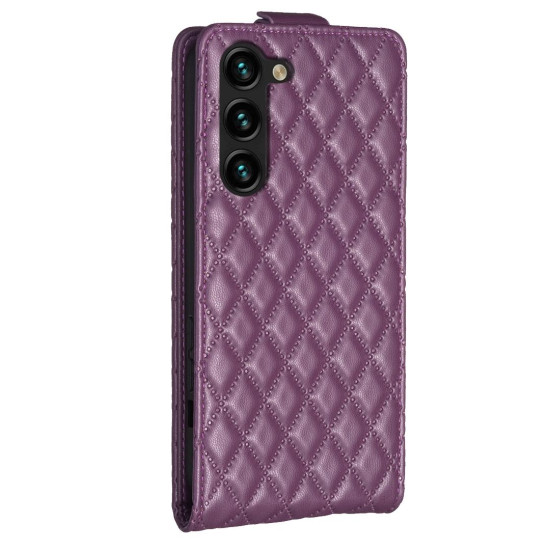 For Samsung Galaxy S24+ 5G Diamond Lattice Vertical Flip Leather Phone Case(Dark Purple)