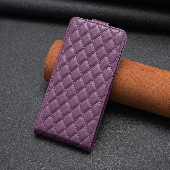 For Samsung Galaxy S24+ 5G Diamond Lattice Vertical Flip Leather Phone Case(Dark Purple)