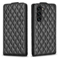 For Samsung Galaxy S24+ 5G Diamond Lattice Vertical Flip Leather Phone Case(Black)