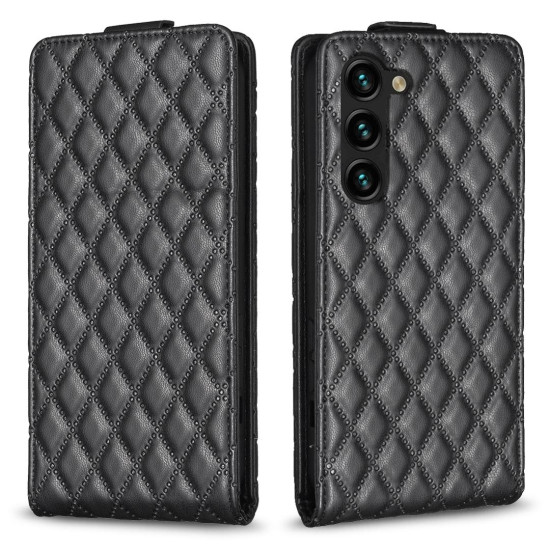 For Samsung Galaxy S24+ 5G Diamond Lattice Vertical Flip Leather Phone Case(Black)