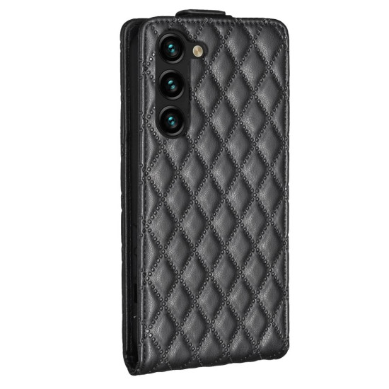For Samsung Galaxy S24+ 5G Diamond Lattice Vertical Flip Leather Phone Case(Black)
